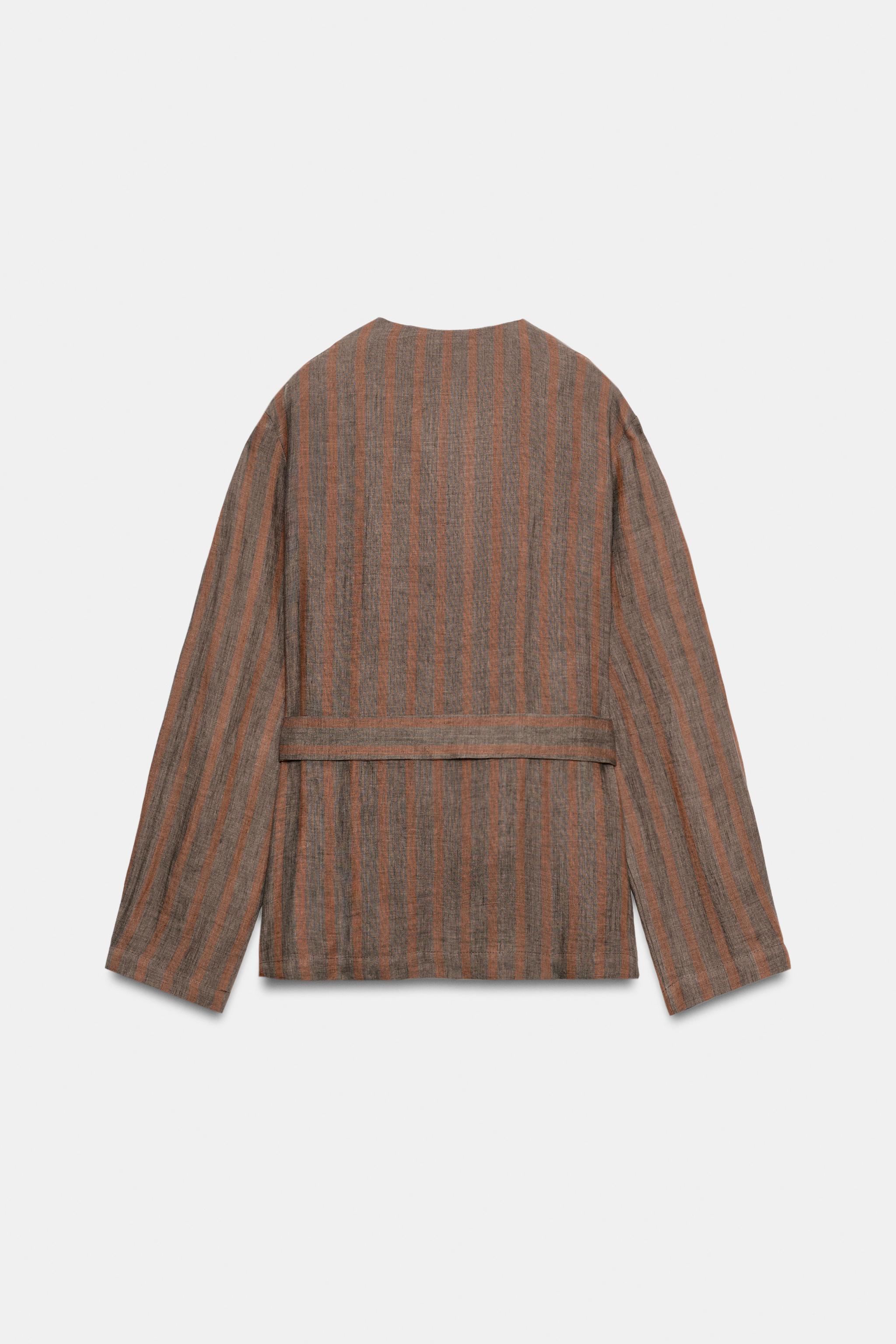 STRIPED 100% LINEN BLAZER